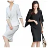 Robes de travail Tissu de haute qualité surdimensionné formel femmes costumes d'affaires avec robe et vestes manteau OL Styles dames tenue de bureau Blazers