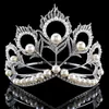 Nueva llegada tamaño grande 2017 Miss Universo misma corona redonda completa ajustable plata perla Peakcock pluma Tiara desfile 210203288W