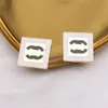 20Style 18k Gold Plated Luxury Designer Double Letter Stud Earring Fashion Women Square-Shape Jewelry Earring Wedding Party Gift Jewelry
