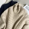 Damen-Strick-Tees, europäische Station, Herbst und Winter, dick, hochgeschlossen, Kaschmir-Strickjacke, Frau, lockerer, dünner Reißverschluss, Pullover, Mantel, Wolle 231027