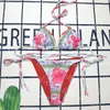 Klassisk tryck BRA Bikini Kvinnor Designer Biquini Set Sexig snörning upp halter Badkläder snabb torr strandkläder tre poäng baddräkt