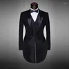 Mäns kostymer grå män blazer tailcoat groomsman long mens bröllop kostym (jacka byxor väst) set man tuxedos för prom middag 2023