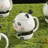 Muggar Cartoon Cute Bamboo Panda Coffee Mug Porcelain Breakfast Oats Milk Office Handgrip Water Cup Kitchen Drinkware 430ml