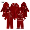 Pyjamas småbarn Baby Boys Girls Velvet Christmas Set Kids Winter Holiday Clothing Lägg till ditt textnamn Sleepwear Anpassad 231030