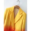 Abiti da donna Chic Office Lady Gradiente Blazer dritti per le donne Cappotti eleganti ed eleganti 2023 Giacca sportiva doppiopetto a maniche lunghe