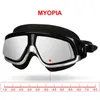 Goggles copozz närsyntade simningsglasögon vattentät anti dimma UV -glasögon kisel speglade stor ram unisex sport myopia simmask 23103030