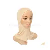 Acessórios de cabelo Moda Muçulmana Underscarf Mulheres Inner Hijab Caps Algodão Lenços Turbante Cor Sólida Lenço Islâmico Turbante Drop Dhbec