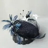 Chapeaux pour enfants, chapeaux noirs Vintage, plumes avec perles, pour enfants