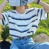 Kvinnors T-skjortor Basic T-shirts Kvinnor Randig Design Enkel daglig All-Match Casual Trendy Korean Style Ins Students Summer Loose Mysig