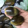 Decorative Figurines 2pcs Drop Cute Size Natural Tiger Eye Crystal Gemstone Meditation Reiki Healing Palmstones Pocket Stone Sale