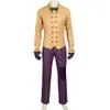 Cosplay Game Arkham Knight Joker Cosplay Outfit Halloween Stripes Suple Purple Costume With Corsage Yellow Shirt Custom Made Made