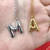 Hanger Kettingen Vergulde Bubble Initial Ketting Chunky A-Z Ballon Letter Roestvrij Staal Alfabet Sieraden Cadeau Voor Vrouwen