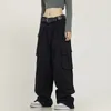 Pantalons pour femmes Style américain rétro poche salopette hommes et portable ample décontracté drapé sol pantalon à jambes larges