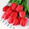 Fleurs décoratives 3pcs fleur artificielle bouquet de tulipes de mariage 34cm de haute qualité faux pour l'arrangement de décoration de fête de jardin à la maison