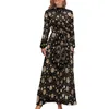 Lässige Kleider Retro Gold Dot Kleid Langarm Festliche Polka Dots Kawaii Maxi High Neck Stilvoller Druck Böhmen Geburtstagsgeschenk