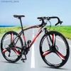 Bikes 700C Bicycle Highway Bike Curved Handle Dual Disc Brake Spring Fork Damping Student Men And Women Spoke Wheel Q231030