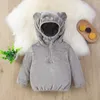 Jackor barn flickor vinter kappa söta björn öron långärmare jacka barn varm hoodie fleece -knapp jean 4t