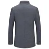 Men's Wool Blends Brand Clothing Men's Woolen Coat Winter Solid Black Single-breasted V-Sleeve Long Jacket Casual Fashion Handsome Overcoat S-4XL 231030