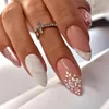 Faux ongles pointues tête en amande fausse mode couverture complète manucure portable de Noël