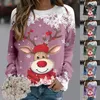 Damen-Kapuzenpullover, trendige Weihnachts-Sweatshirt-Pullover für Damen, lässig, Teenager-Mädchen, langärmelig, niedliche Rentier-Grafik-Weihnachtshemden