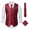 Kamizelki męskie krawat biznesowy sukienka formalna szczupła kurtka bez rękawów 4PC Hanky ​​Cufflink Blue Paisley garnitur kamizelka