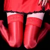 Женские носки 80D, масляные блестящие эластичные атласные чулки до бедра, сексуальный кружевной топ, силиконовая застежка, Medias De Mujer, Клубная одежда для танцев на пилоне