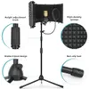 Mikrofoner kondensor Mikrofon Popfilter Isoleringssköld med stativ Studio Mikrofon Foldbar ljudsköld akustiska skumpaneler för A6V