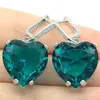 Kolczyki Dangle 35x20 mm Big Heart Constone 20 mm London Blue Topaz Aquamarine Fine Biżuter