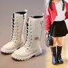 Boots 2023 Girls Long Solid Color Non-slip Versatile Korean Snow Children Fashion Boys Back Zipper Round-toe