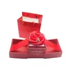 Halsbandörhängen Set 360 ° Rotation Lyxiga blommor med lyft Rose Gift Box Trendy Zircon Accessories Party Birthday Christmas Valentine