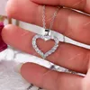 Bling Bling Prinses Hart Hanger Ketting Zilver Kleur Romantische Bruiloft Verlovingskettingen Trendy Sieraden voor Vrouwen Mode-sieradenKetting bling hart