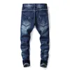 Herr jeans high street smal för män bomull middare tvättade rak tofs rivet design pant mode chic y2k streetwear