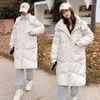 Trenchs de Femmes Manteaux Long Lâche Manteau Casual Femmes Parkas Vêtements À Capuchon Élégant Veste D'hiver 2023 Femme Coton Rembourré Vêtements D'extérieur T152