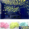 Adesivi murali 3D Stella Luna Adesivo luminoso fluorescente Glow In The Dark Stars Decalcomania decorativa in PVC ecologico per bambini Camerette Dro Dhrmq