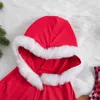 Set di abbigliamento CitgeeAutunno Natale Bambini Ragazze Abiti Plaid Stampa fiocco di neve Elastico in vita Abito senza maniche e set natalizio autunnale con cappuccio rosso