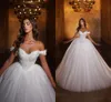 Lindo plus size princesa vestido de baile vestidos de casamento frisado fora do ombro v pescoço em camadas tule plissados apliques trem varredura vestidos de noiva vestido de novia feito sob encomenda