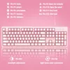 Tastatur-Maus-Kombinationen ONIKUMA Gaming 104 Tasten und mit LED-Hintergrundbeleuchtung, rosa, kabelgebunden, ergonomisches Design, Tastaturmäuse für Laptop, PC, Gamer 231030