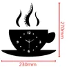 Wanduhren Modernes Design Spiegeluhr Kaffeetasse Stilles Zuhause Selbstklebender Quarzaufkleber Küche