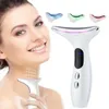 Dispositivos de cuidados faciais EMS LED Light Neck Massage 3 Cores V Compressa Vibração Pele Elevador Aperte Suave Reparação Firme Rejuvenescimento 231027