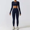 Yoga outfit sportkläder Set Women's Workout Clothes Athletic Wear Sports Gym Legging Seamless Fitness Bra Crop Top Long Sleeve Suit 231030