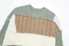 Pulls pour hommes Pull vert Pull en tricot masculin Vêtements de mode coréenne Pulls en vrac Automne Vintage Hiver Patchwork Manches longues Rou
