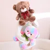 Bonecas de pelúcia 25cm colorido urso boneca kawaii teddy com fita recheado macio animal brinquedos CToys para crianças crianças adorável presente 231030