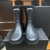 Bottes de pluie noires pour femmes, chaussures de marque à la mode, semelles épaisses, bottes longues, vêtements d'extérieur