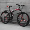 Bikes Mountain bike folding mountain bike 24/26 inch double shock absorber one wheel male and female variable speed light bicycle Q231030