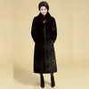 Pelliccia da donna S-6XL Moda Abbigliamento di mezza età Cappotto invernale in visone imitazione Trench allungato finto