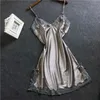 Women's Sleepwear Women Satin Sexy Nightwear Bowknot Lace Plus Size Lingerie Babydoll Dress V-neck Sleepdress Underwear Female