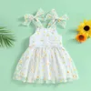 Girl Dresses 0-4Y Kids Girls Casual Dress Baby Summer Clothing Toddler Tie-up Straps Sleeveless Floral Tulle Children Princess