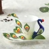 Fubry spodki 200 ml kości China 3D Enomel Peacock Coffee Cup z spodem i łyżką ceramiczne herbaty Drinwkare Cool Kubek