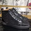 Designer sapato homens tênis mulheres formadores de alta superior sapato rebite cravejado picos tênis plataforma de borracha treinador camurça couro sneaker sapatos de luxo