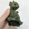 Estatuetas decorativas de cristal natural jade desenho dragão esculpindo polido poderoso animal cura energia gemas artesanato para presente de halloween 1pcs